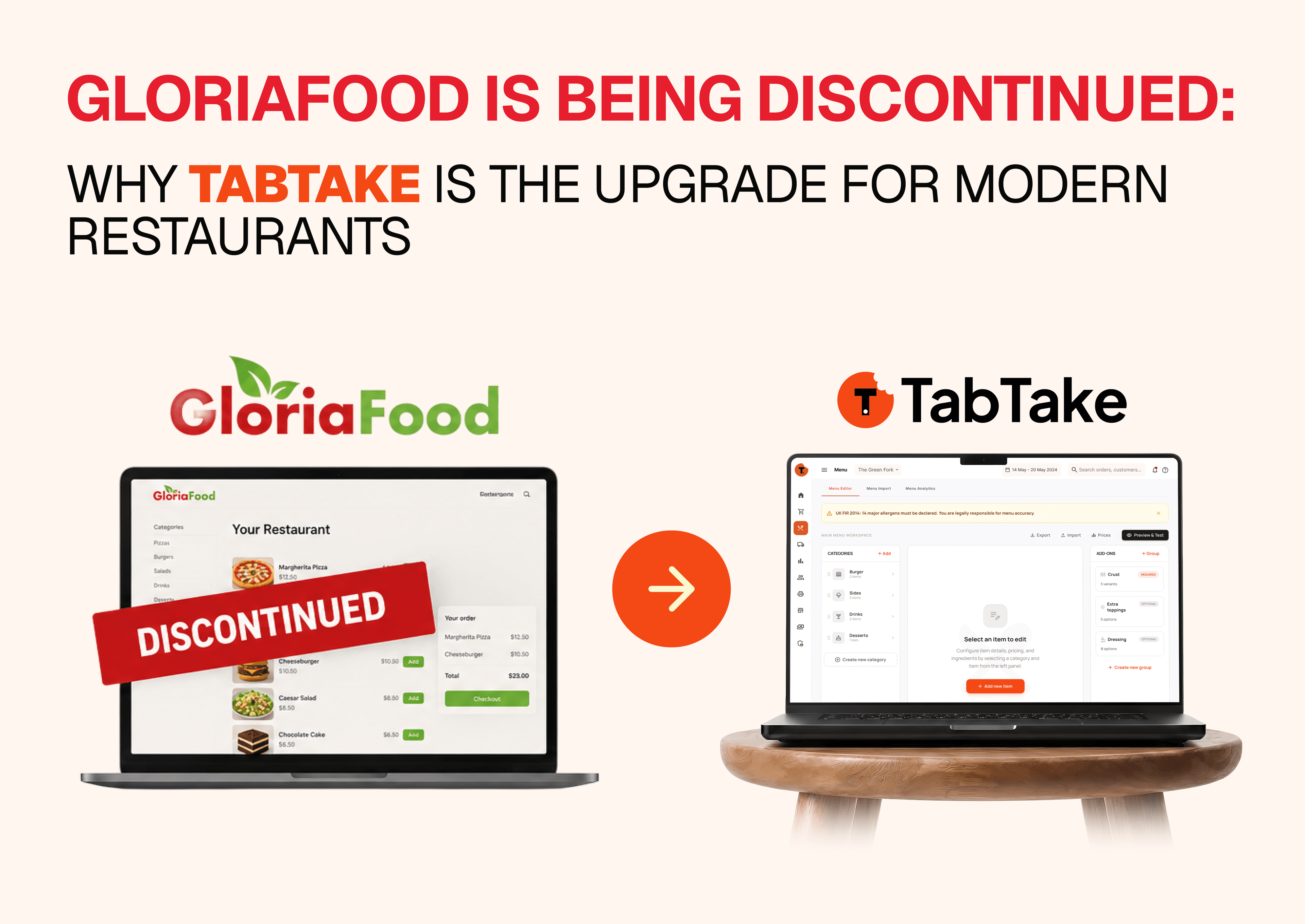 GloriaFood Is Being Discontinued: Why TabTake Is the Upgrade for Modern Restaurants